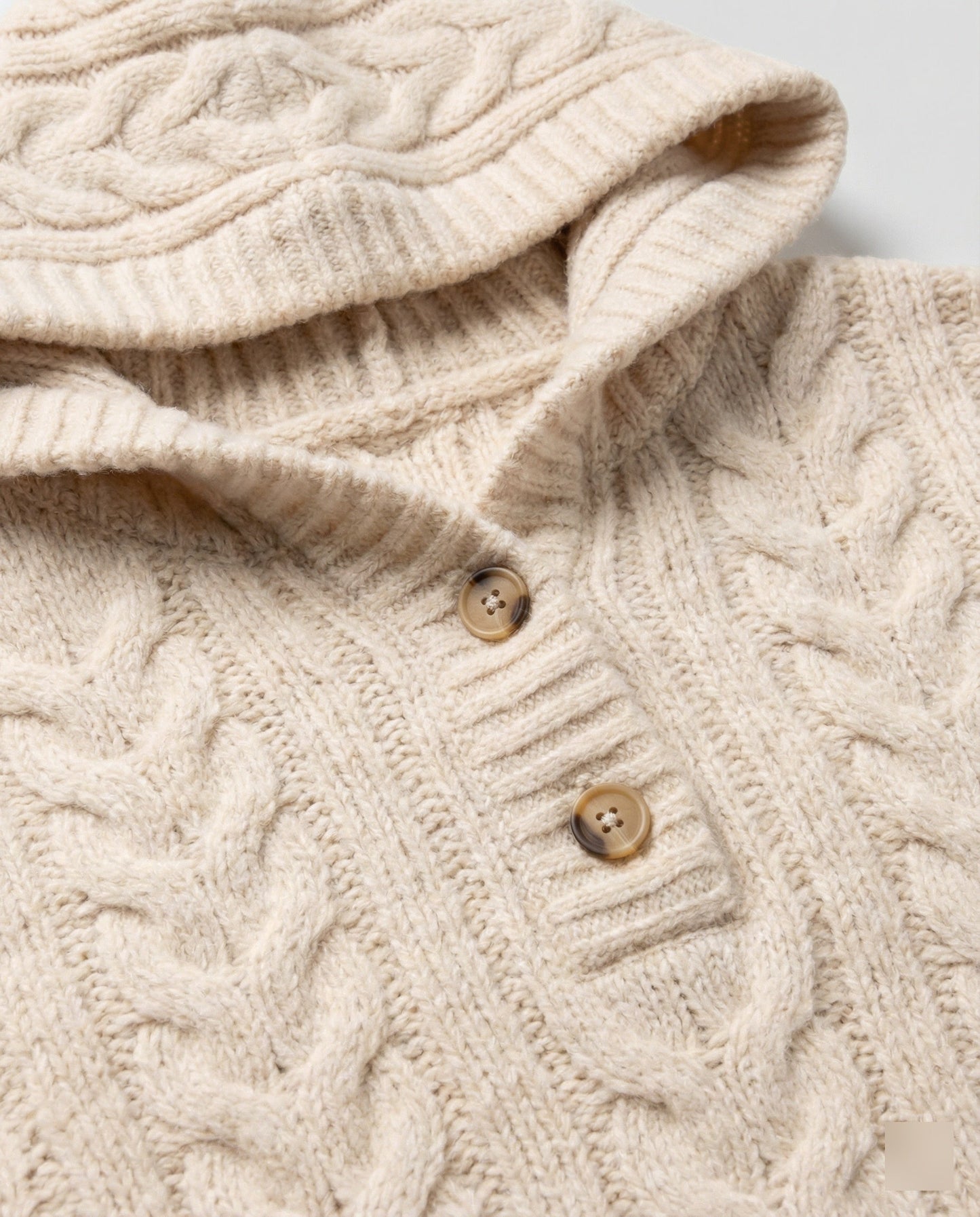 Weicher Damen Strickpullover Kapuze Langarm Beige Casual