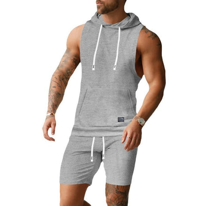 Herren Sportliche Hoodie Kurzarm Set Streetwear
