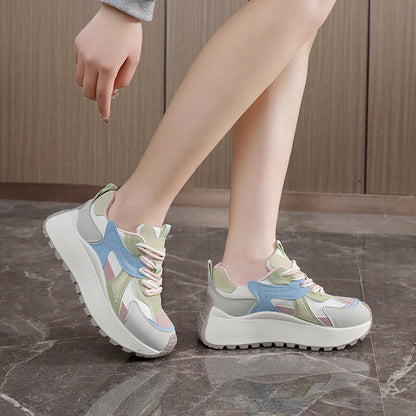 Damen Sneaker Sportlich Plateau Bequem Farbenfroh