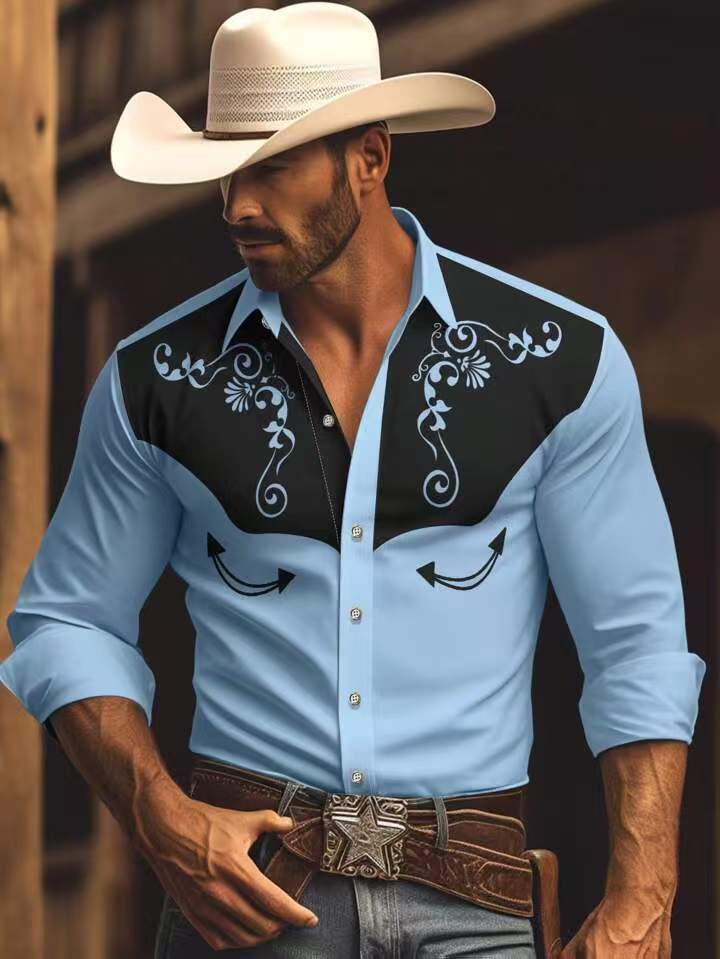 Herren Westernhemd mit Stickerei Modern Urban Style