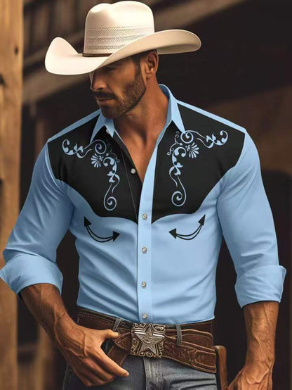 Herren Westernhemd mit Stickerei Modern Urban Style