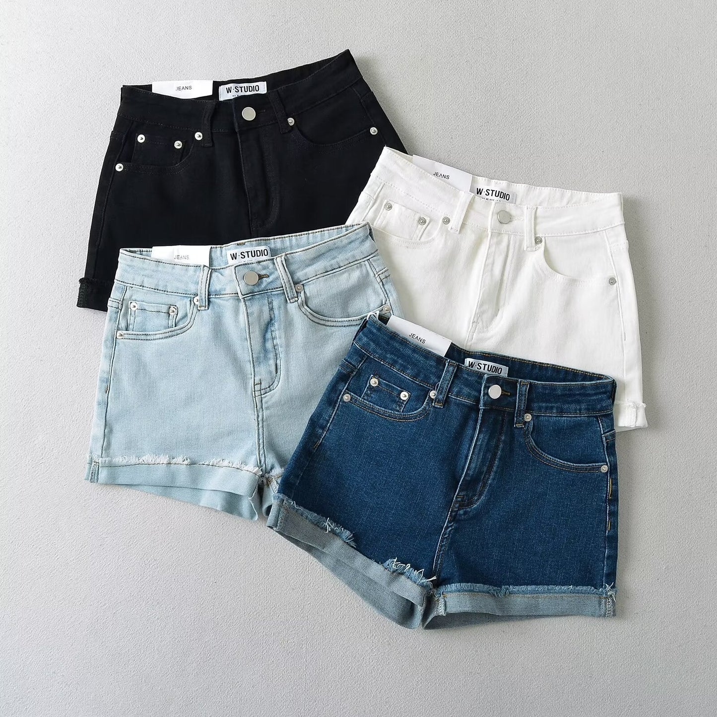 Damen Jeansshorts Lässig Schnitt Mit Effektnähten - BerlinGlamour