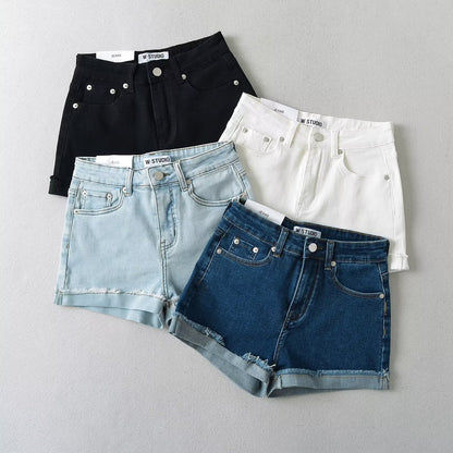 Damen Jeansshorts Lässig Schnitt Mit Effektnähten - BerlinGlamour