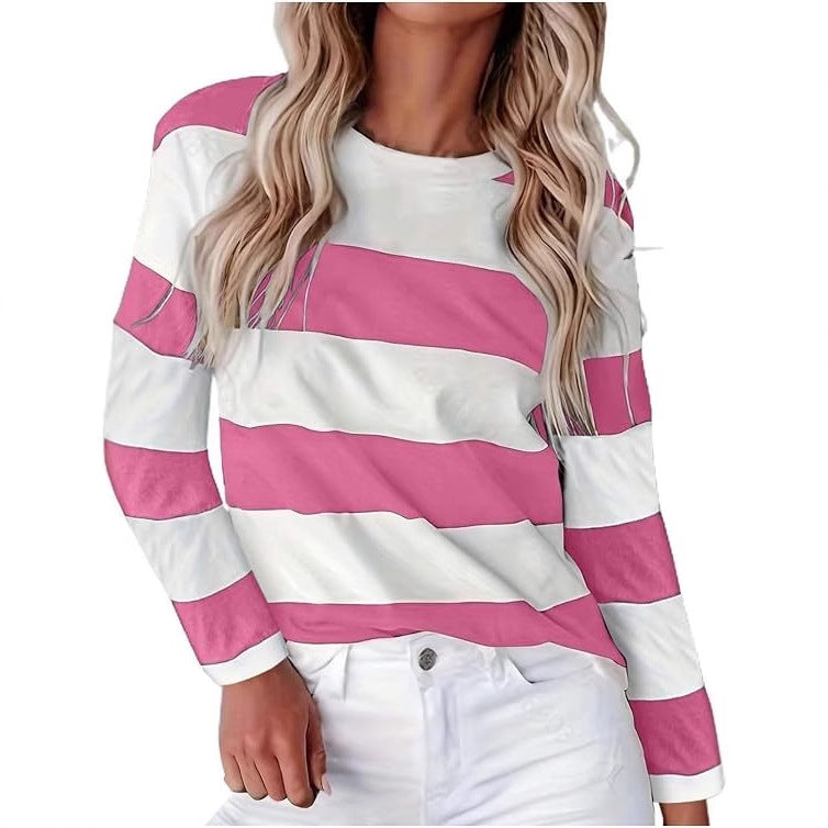 Damen Langarmshirt Streifen Lässig Modern - BerlinGlamour