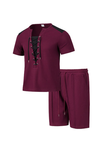 Herren Sportset Kurzarm Hemd elastische Hose