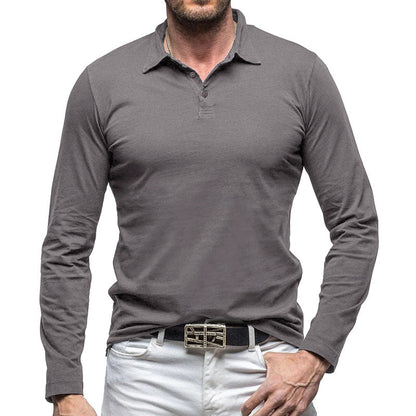 Herren Polohemd Langarm Baumwolle Elegantes Design