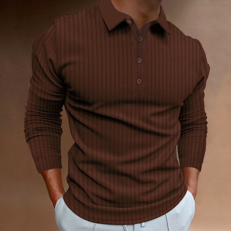 Herren Polo-Shirt Langarm Strukturiert Modern