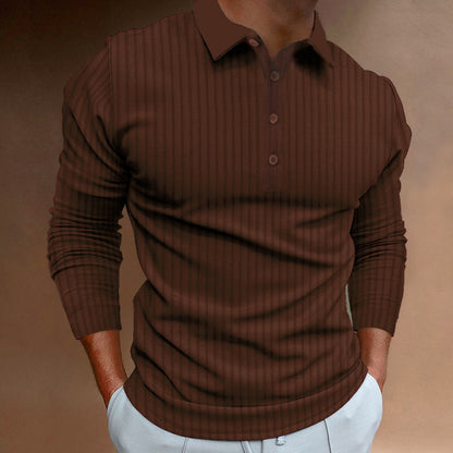 Herren Polo-Shirt Langarm Strukturiert Modern