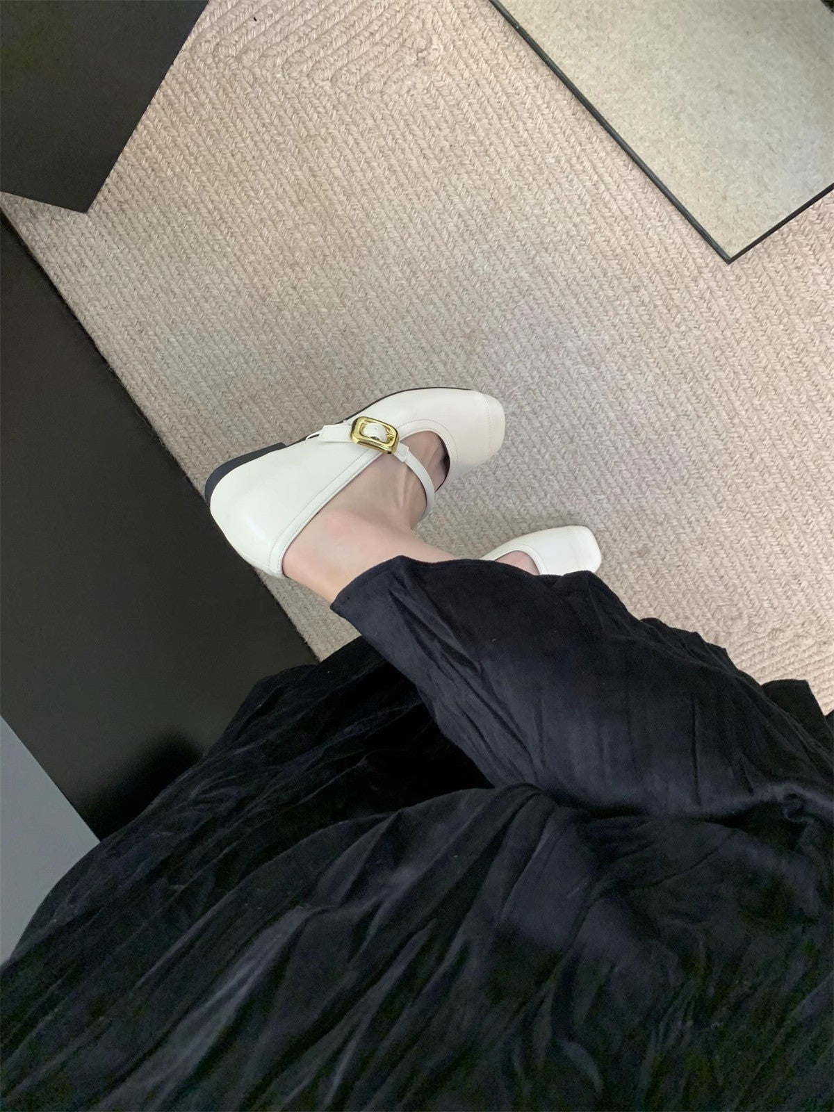 Damen Ballerinas Elegante Metall Schnalle Schuhe