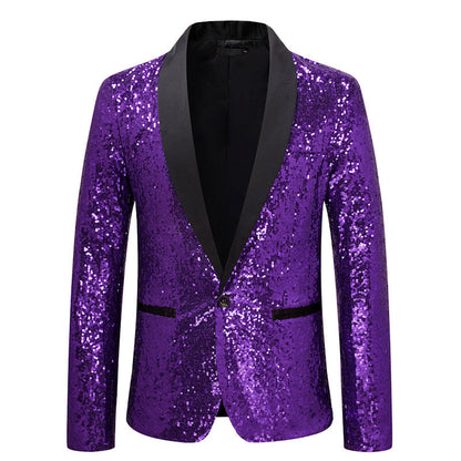 Herren Pailletten Blazer Schwarz Glitzernd Elegant