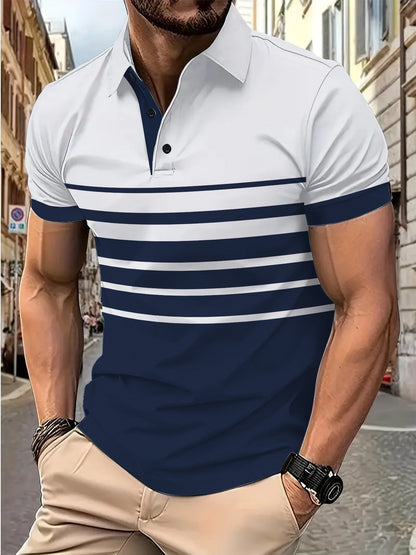 Herren Poloshirt Streifenmuster Modern Slimfit