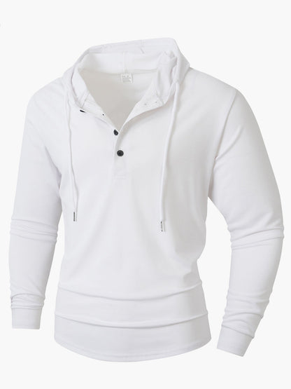 Herren Kapuzenshirt Atmungsaktiv Mit Knopfverschluss Modern