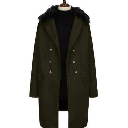 Herren Langmantel Eleganter Fellkragen Luxus Winter