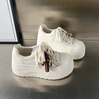 Damen Sneaker Plattform Schuhe Modisch Schnüren