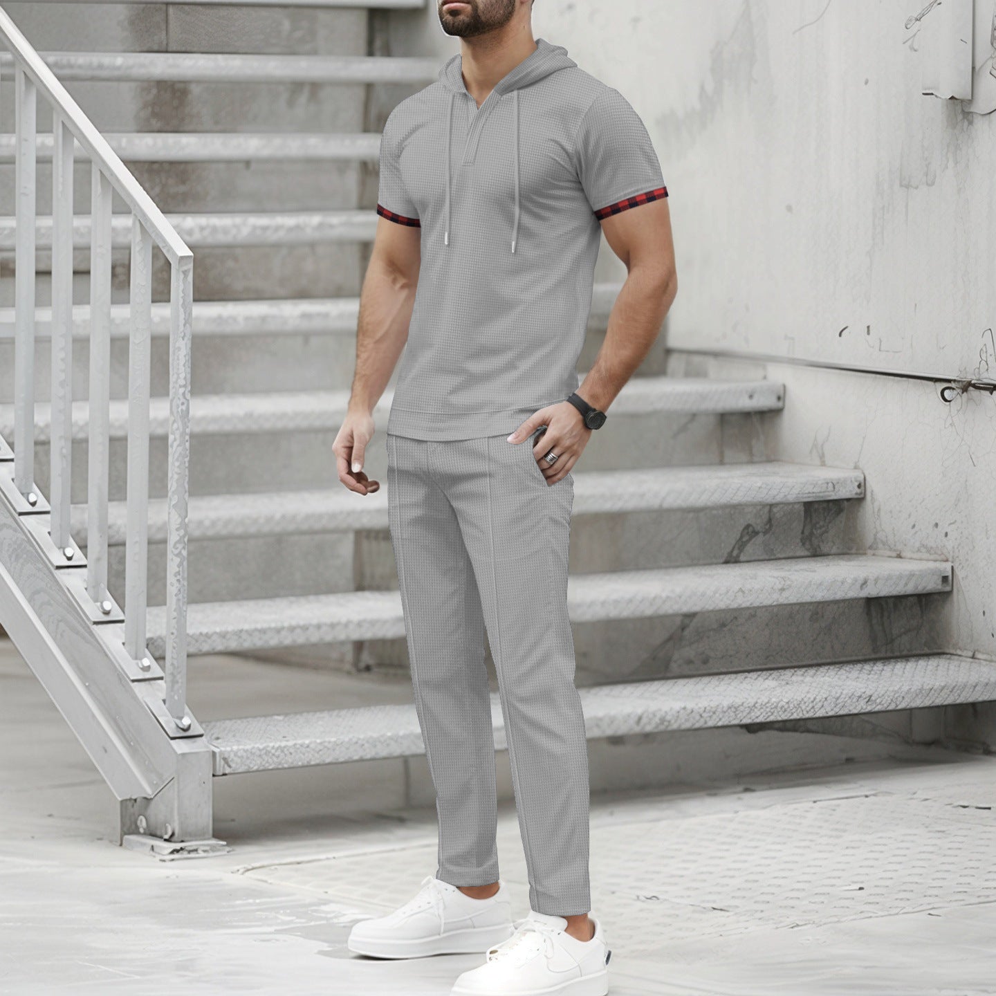 Herren Sportset Kapuze mit Taschen Ergonomisch Modern
