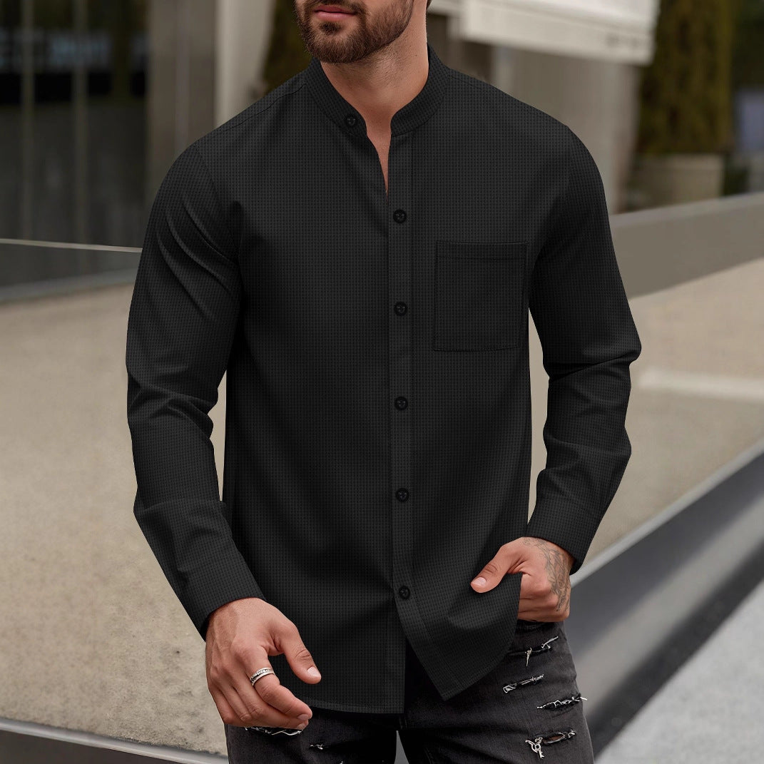 Elegantes Herrenhemd Stehkragen Slim Fit Modern