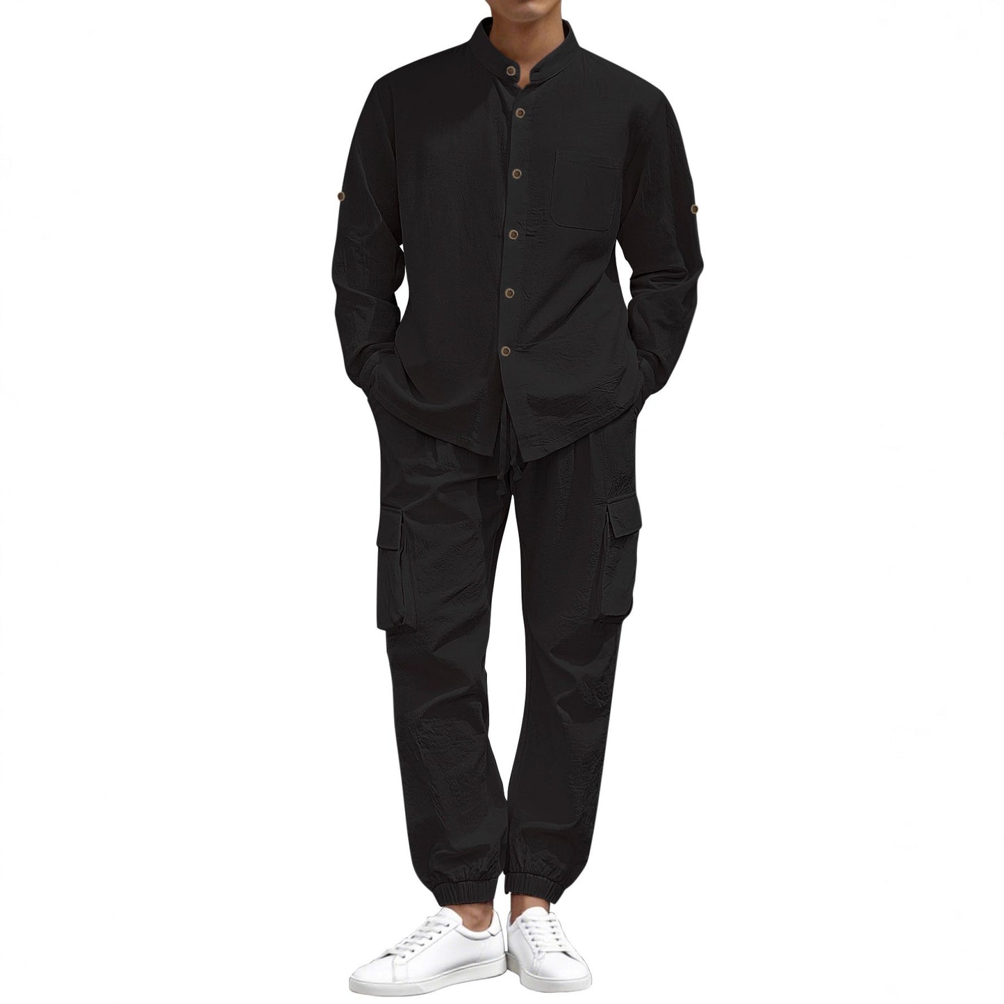 Herren Cargo-Hose Stehkragen Elastisch Bequem