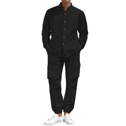 Herren Cargo-Hose Stehkragen Elastisch Bequem