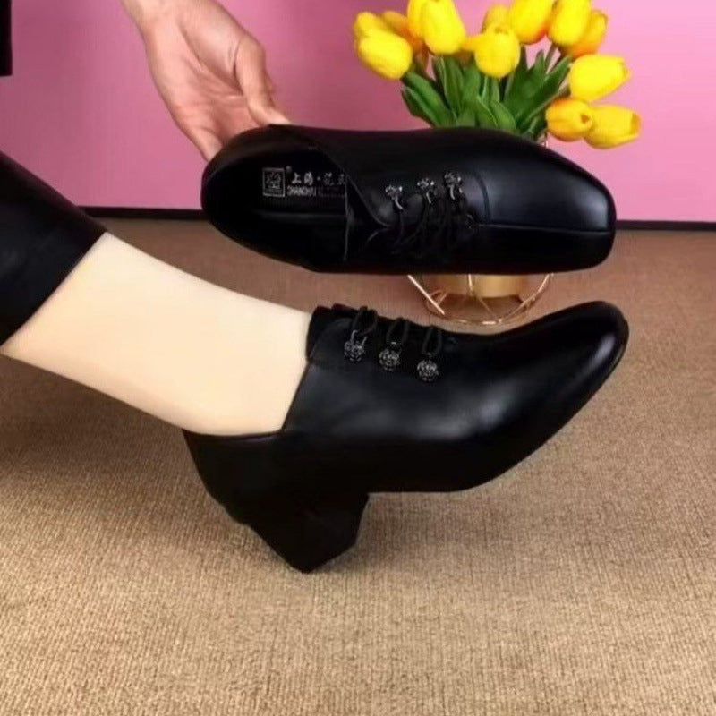 Damen Schnürschuhe mit Blockabsatz Elegante Höhe Schuhe