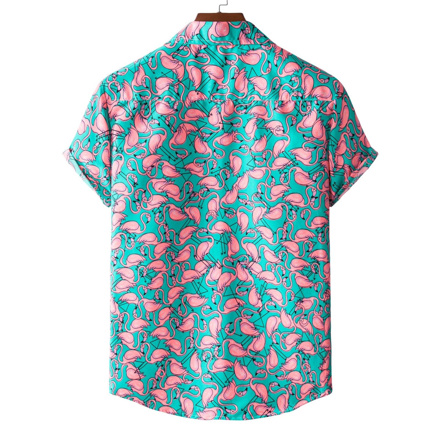 Herren Kurzarmhemd Flamingo Muster Leicht Sommer
