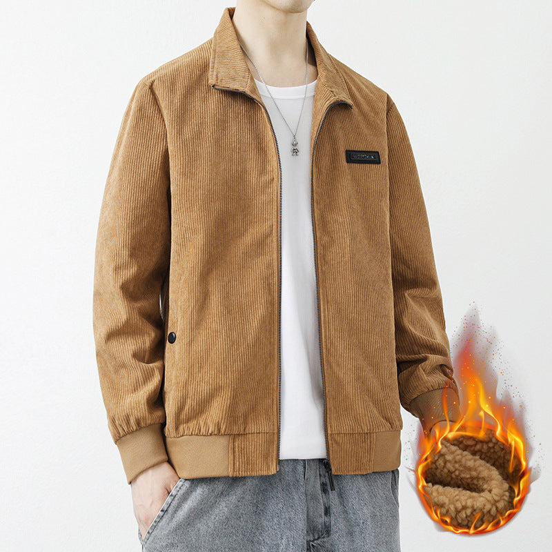 Herren Cordjacke Hochkragen Praktisch Mit Taschen