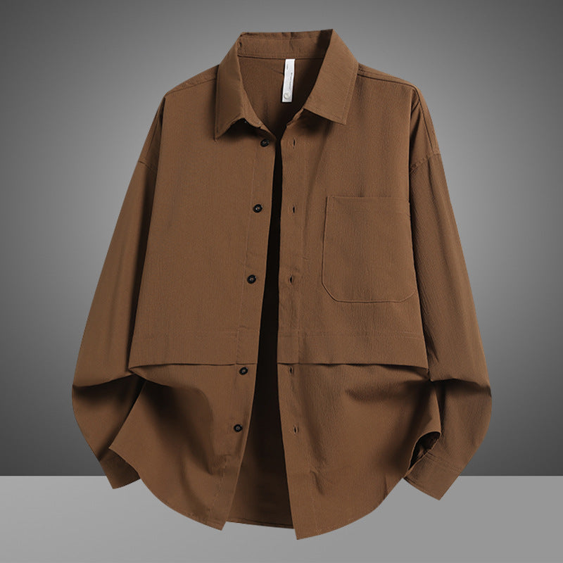 Herren Overshirtjacke Lässig Weit mit Brusttasche