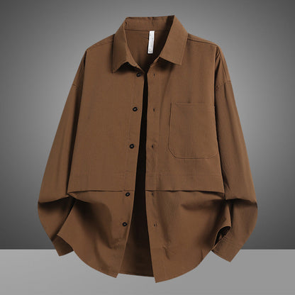 Herren Overshirtjacke Lässig Weit mit Brusttasche