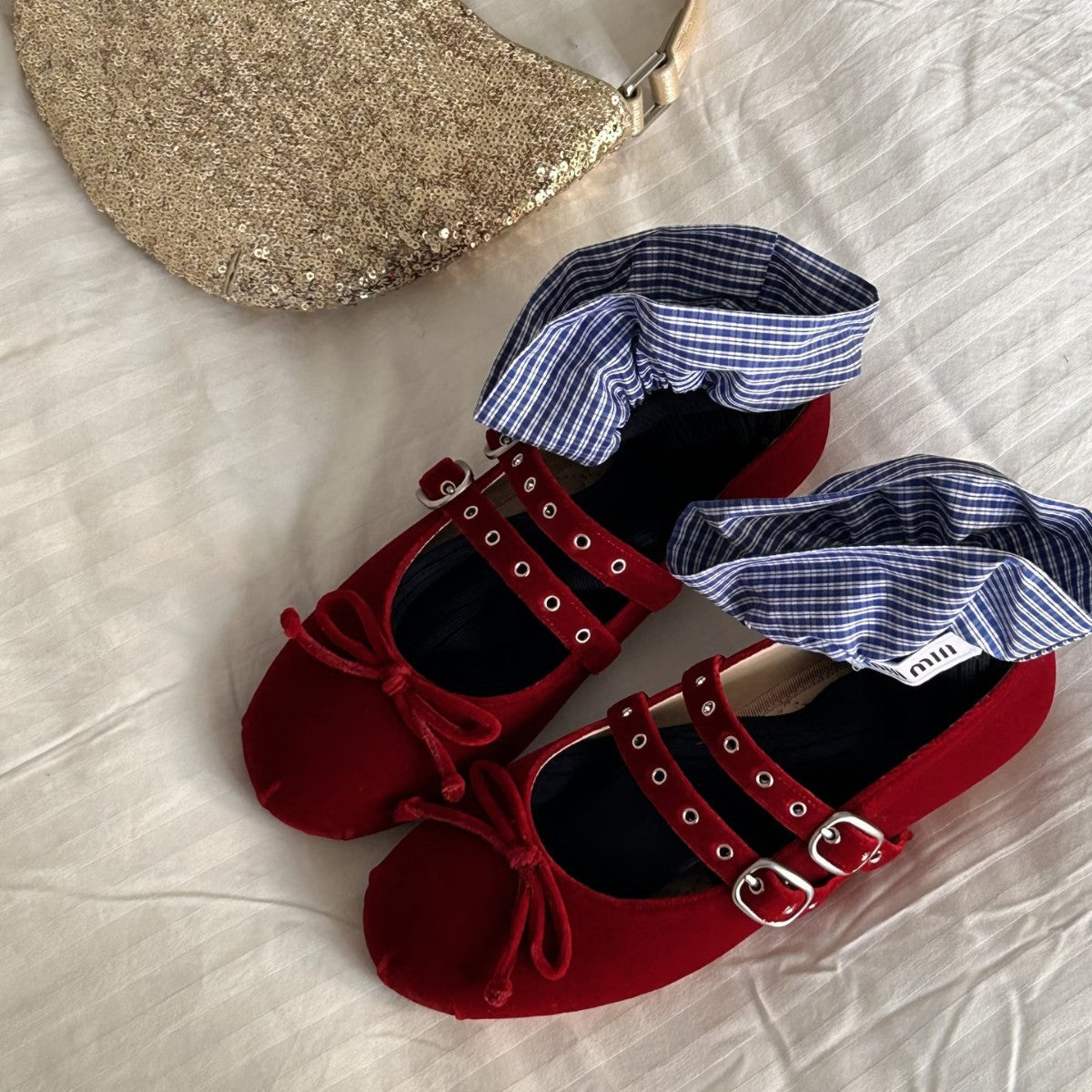 Damen Ballerinas Schnürbänder mit Schleife Elegant - BerlinGlamour