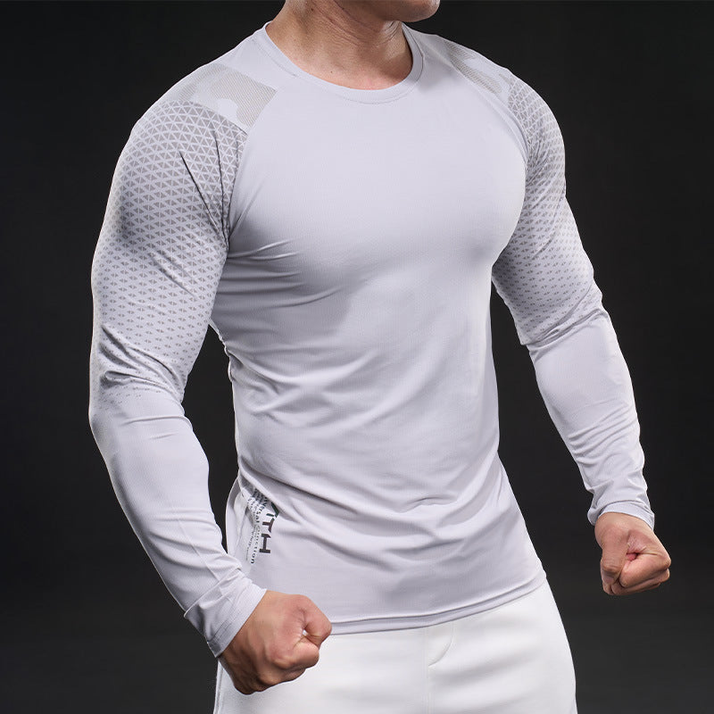 Herren Sportshirt Langarm Atmungsaktiv Funktionsshirt Mesh - BerlinGlamour