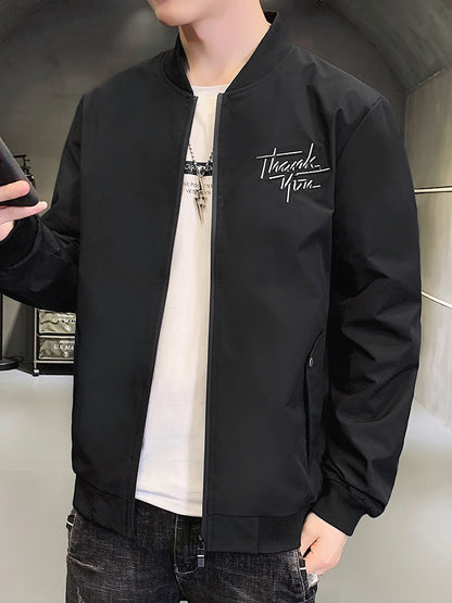 Herren Bomberjacke Sportlich Elegant Mit Stickerei