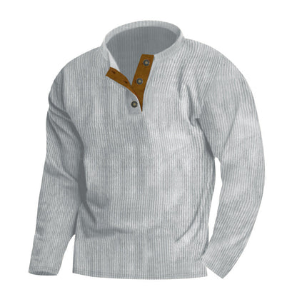 Herren Pullover Lässig Rundhals mit Knöpfen und Rippmuster