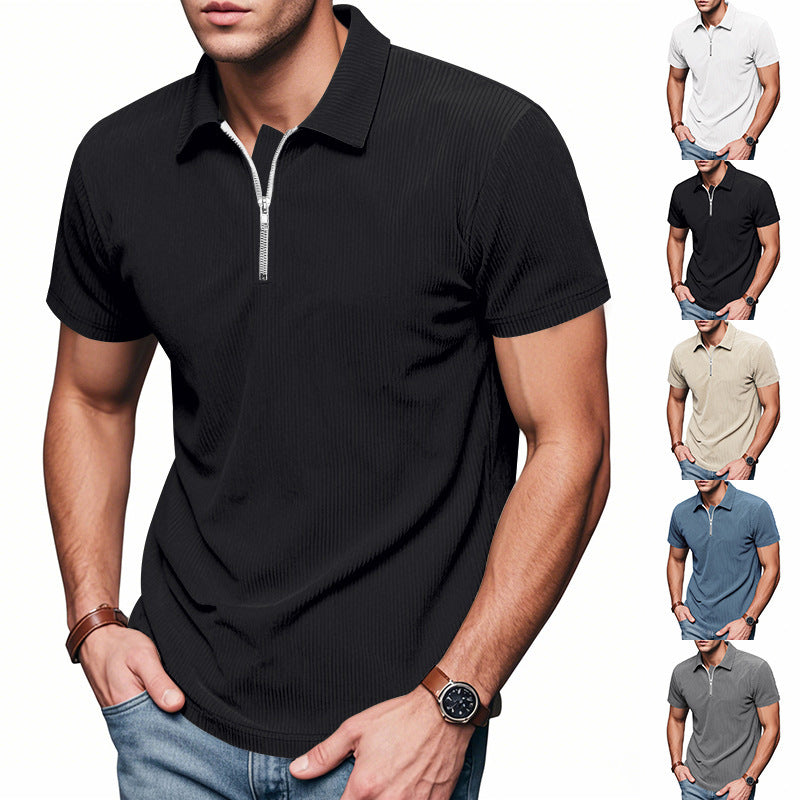 Herren Poloshirt Kurzarm Sportlich Reißverschluss - BerlinGlamour