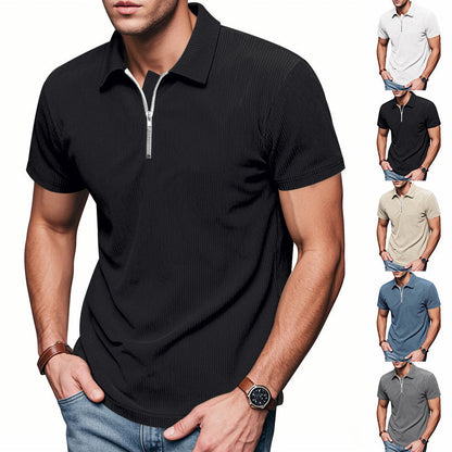 Herren Poloshirt Kurzarm Sportlich Reißverschluss - BerlinGlamour