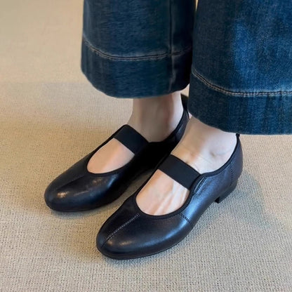 Ballerinas Damen Schuhe Elastisch Leder Bequem