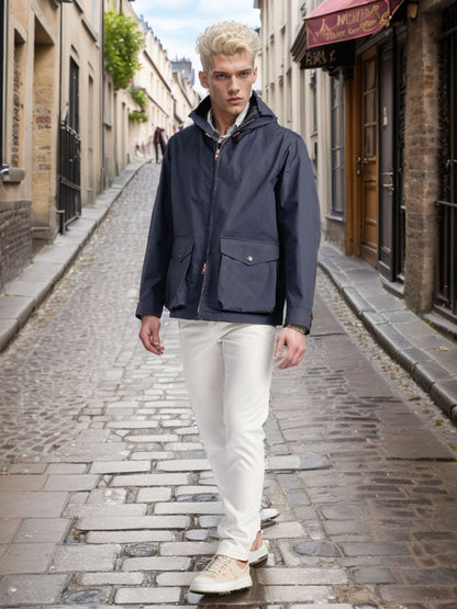 Herren funktionale Übergangsjacke mit verstellbarem Kapuzenkragen BerlinGlamour.