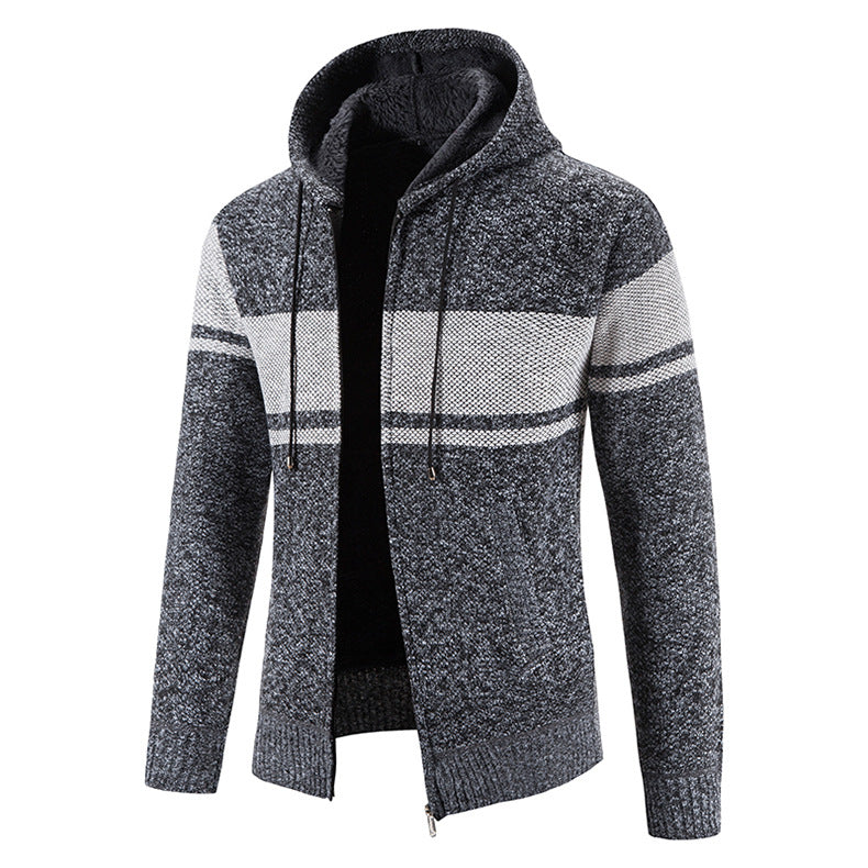 Herren Strickjacke Kapuze Strukturiert Modern