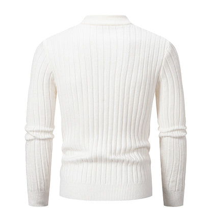 Herren Pullover Grobstrick Modern Zopfmuster Hochkragen