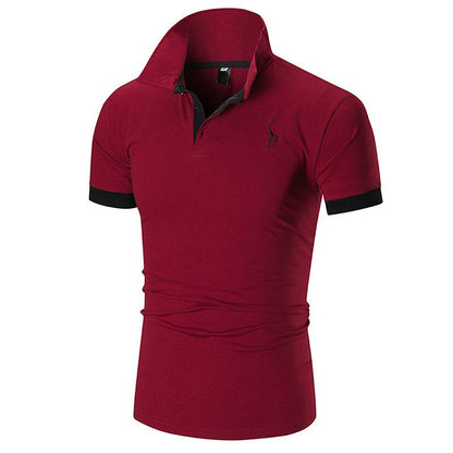 Herren Poloshirt Hochwertig Kontrastkragen Baumwolle Modern