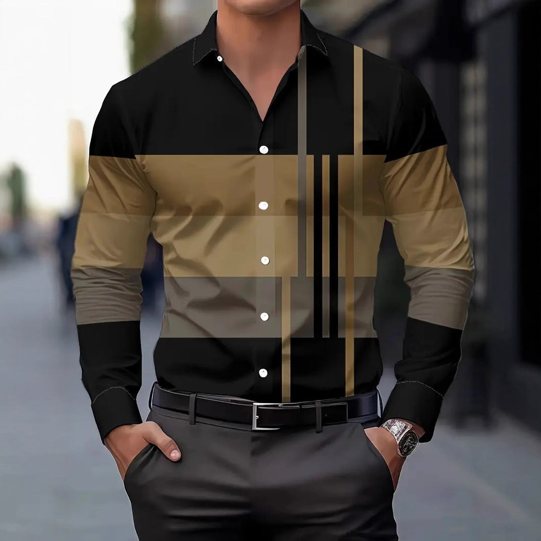Herren Langarmhemd Modern Blockdesign Trendy