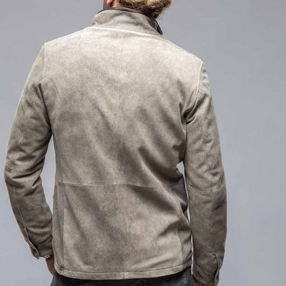 Lederjacke Herren Lässig Mit Patenttaschen Wildleder