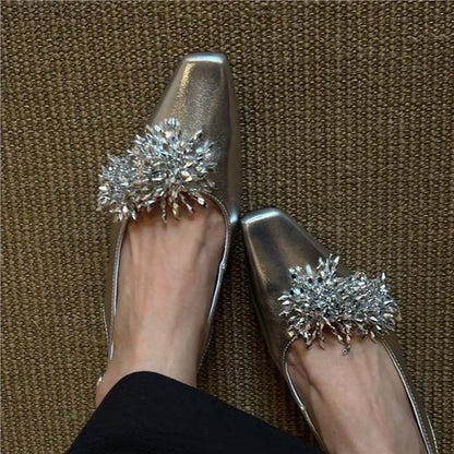 Damen Slingback Pumps mit Kristallen Glitzer Schuhe Abend - BerlinGlamour