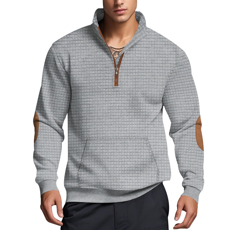 Herren Fleece-Pullover Stehkragen Modern Strukturiert