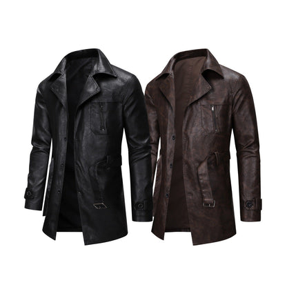 Herren Lederjacke Vintage Style Schwarz Kunstleder - BerlinGlamour