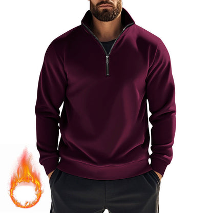 Herren Fleece-Pullover Warm Halbzipper Hochkragen