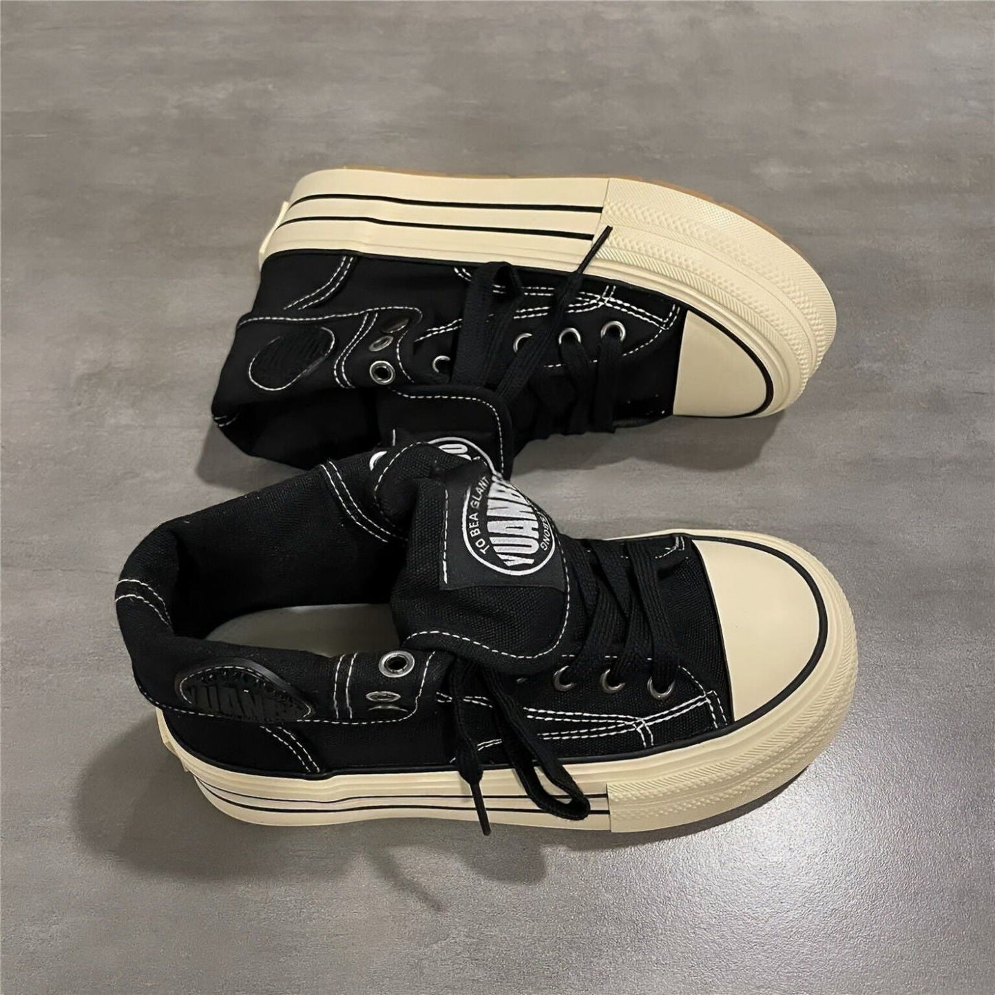 Damen Sneaker High-Top Urban Style Schnürsenkel Schwarz