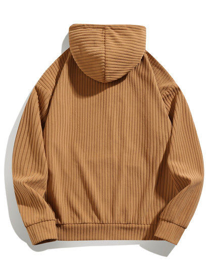 Herren lässiger Kapuzenpullover mit geripptem Design und praktischen Taschen Berlin-Glamour.