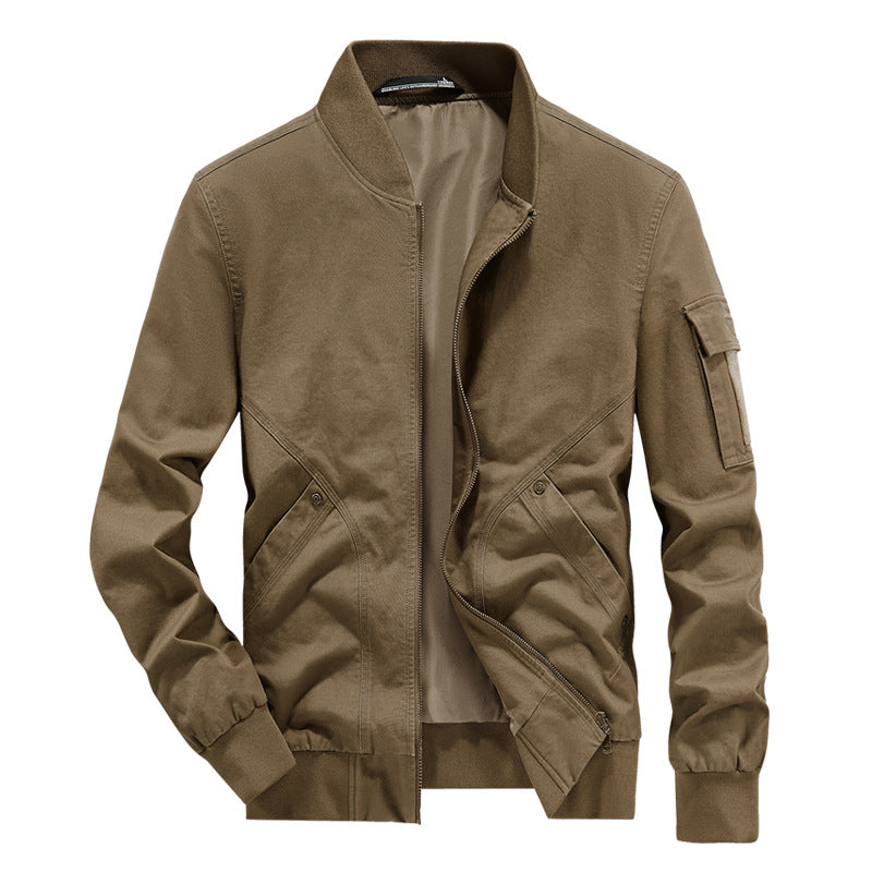 Herren Lederjacke Pilotenstil mit Taschen Modisch
