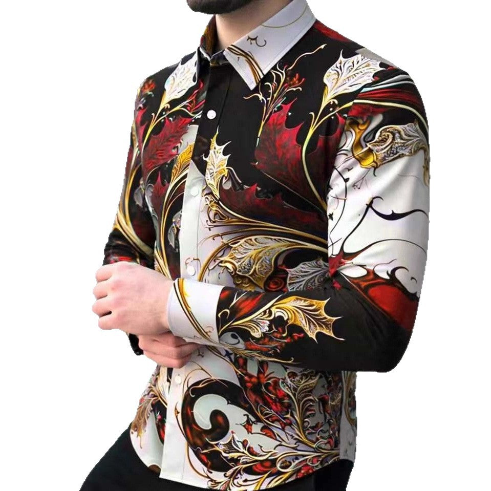 Herren Langarmhemd Barock Muster Elegant Berlin