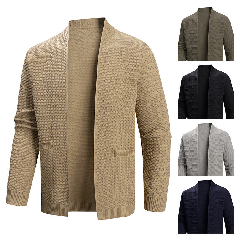 Herren Strickjacke Offener Kragen Modern Trendy - BerlinGlamour