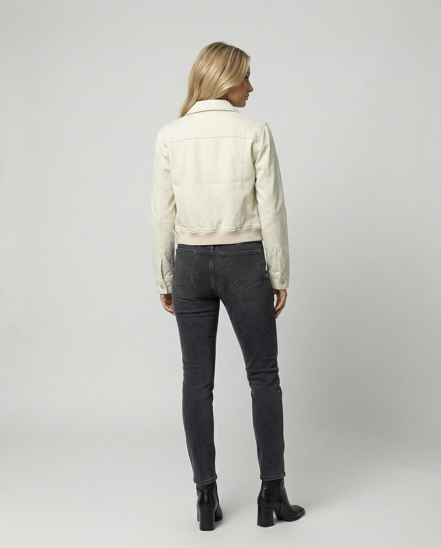 Damen Kurzjacke Beige Retro Reißverschluss